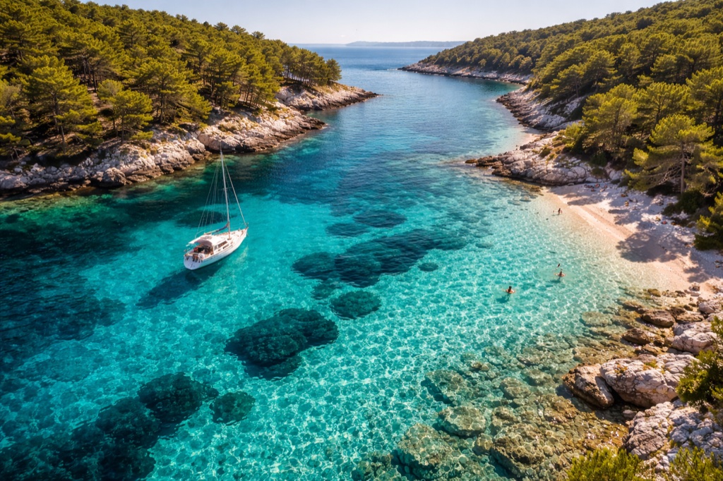 Turkusowa zatoka na wyspach Pakleni Otoci